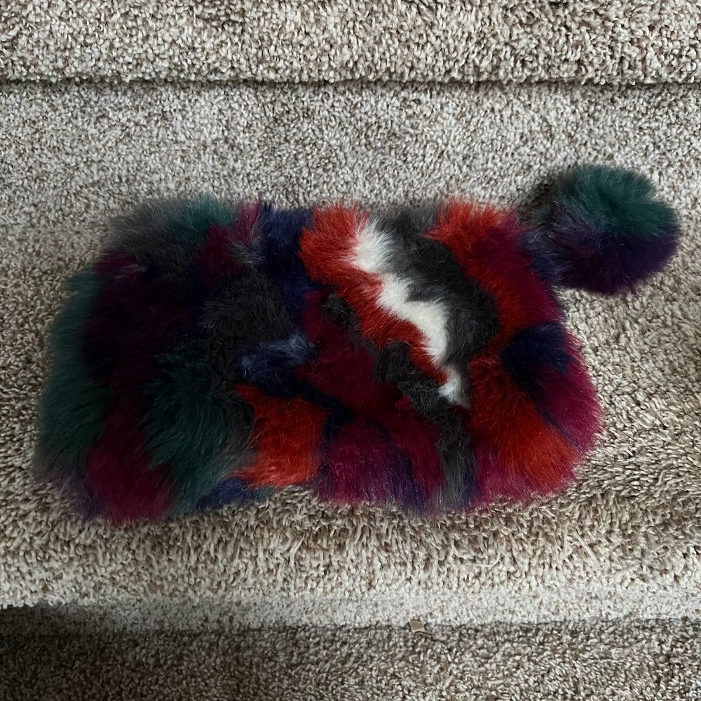 Nonbranded Multicolor Fluffy Faux Fur Clutch.